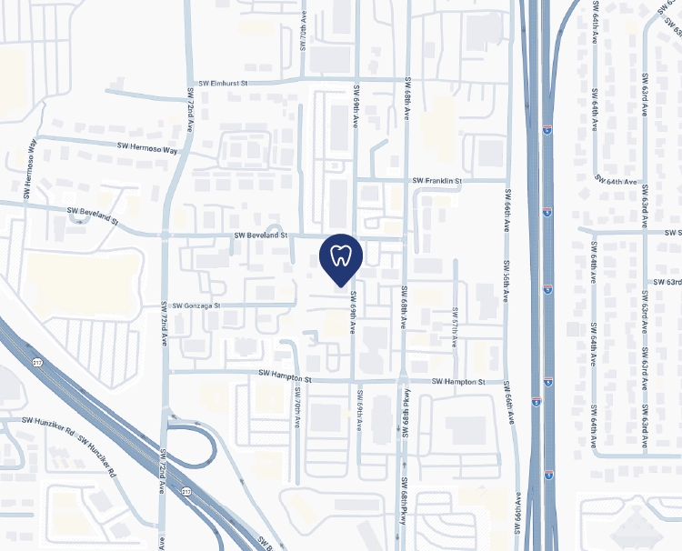 Map showing the location of Hayden Dental Care in the local neighborhood. The marker indicates where patients can visit for dental services.